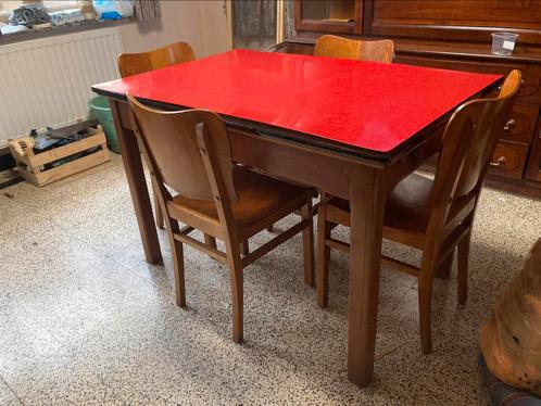 Retro set formica eettafel + 11 stoelen, Huis en Inrichting, Tafels | Eettafels, Gebruikt, Ophalen