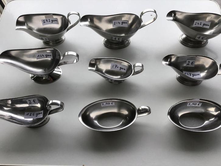 9 inox saus schaaltjes en 10 tal potten, Huis en Inrichting, Keuken | Servies, Zo goed als nieuw, Ophalen of Verzenden