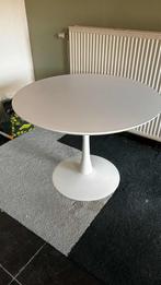 Witte eettafel, Huis en Inrichting, Tafels | Eettafels, Ophalen, Zo goed als nieuw, Vier personen, Rond