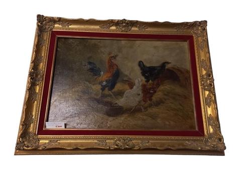 kippenschilderij "Sivel" periode 1900, Antiek en Kunst, Kunst | Schilderijen | Klassiek, Ophalen