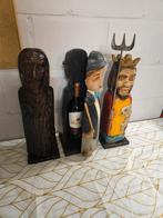 Vintage 3 houten beelden voor fles wijn in te zetten, Ophalen