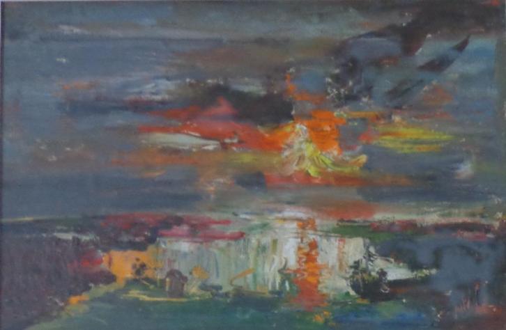 JACK GODDERIS / LANDSCHAP / OLIEVERF / 43x56cm / KADER / SIG, Antiek en Kunst, Kunst | Schilderijen | Modern, Ophalen of Verzenden