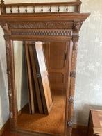 Antieke eiken halspiegel / schouwspiegel ca. 1900, Ophalen, Rechthoekig, 100 tot 150 cm, 150 tot 200 cm