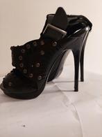 261C* Jimmy CHOO H&M zwarte volledig lederen sandalen (40), Zwart, Zo goed als nieuw, Schoenen met hoge hakken, Jimmy choo