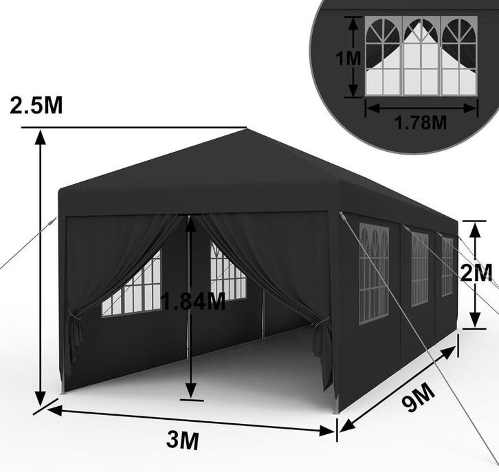 Partytent Paviljoen 3x3 3x6 3x9m met zijwanden Nieuw, Tuin en Terras, Partytenten, Nieuw, Partytent, 2 meter of meer, 8 meter of meer