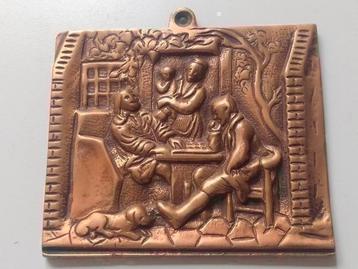 Antieke bronzen/koperen plaquette beschikbaar voor biedingen