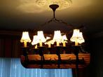 Rustieke houten luster (handwerk), Huis en Inrichting, Lampen | Kroonluchters, Ophalen, Gebruikt