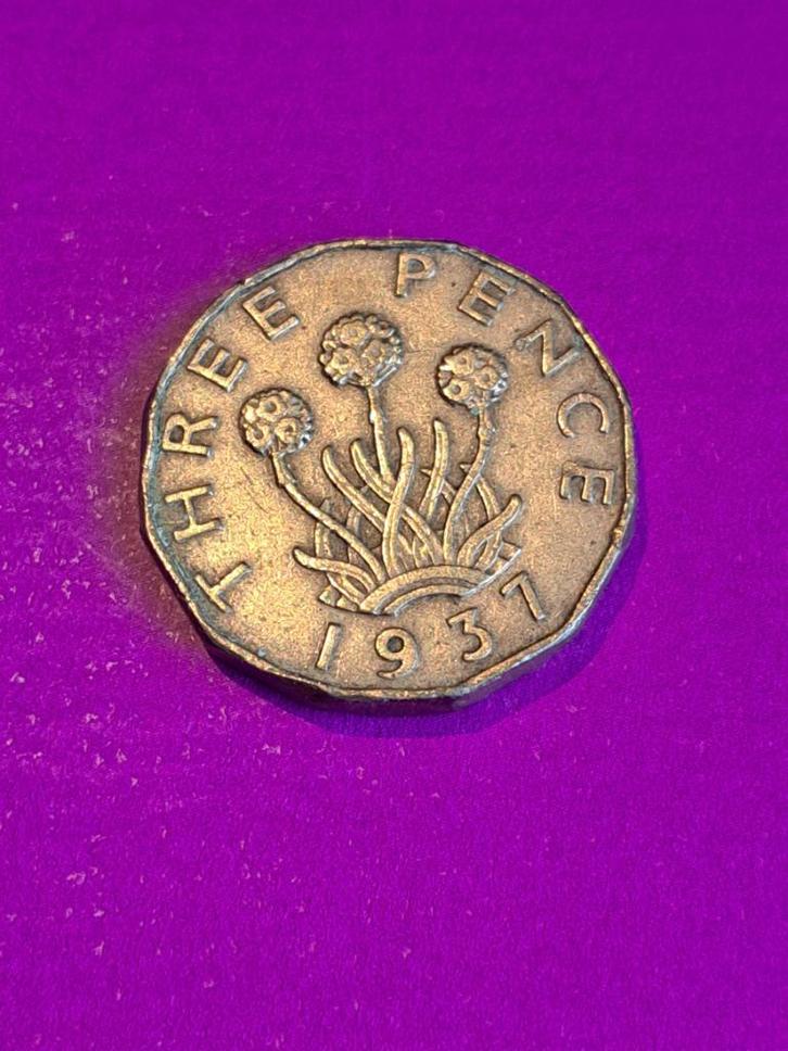 1937 Engeland 3 pence George VI, Postzegels en Munten, Munten | Europa | Niet-Euromunten, Losse munt, Overige landen, Verzenden