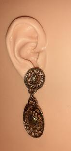 oorstekers vintage brons ornamenten '80, Bijoux, Sacs & Beauté, Boucles d'oreilles, Brun, Autres matériaux, Puces ou Clous, Envoi
