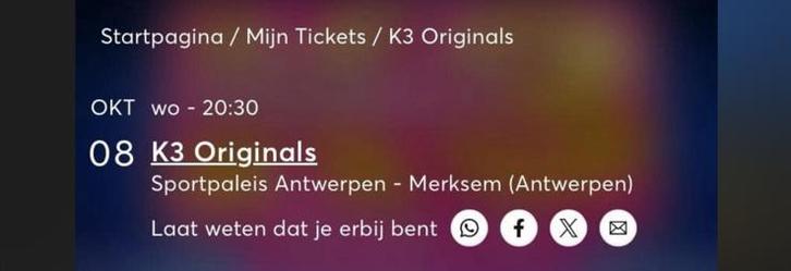 60€/ ticket, Tickets en Kaartjes, Concerten | Pop, Drie personen of meer, Oktober