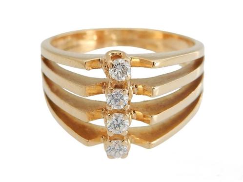 Prachtige 18 karaat Gouden Design Ring Damesring Diamant, Bijoux, Sacs & Beauté, Bagues, Neuf, Femme, Plus petit que 17, Or, Or