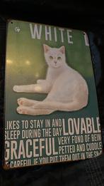 Plaque panneau mural decoratif metal chat blanc, Enlèvement, Neuf