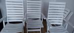 3 chaises de jardin blanches, Jardin & Terrasse, Chaises de jardin, Enlèvement, Utilisé, Plastique, Ajustable