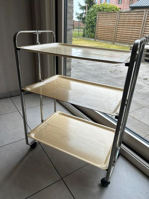 Vintage plooibaar serveerwagentje, Huis en Inrichting, Woonaccessoires | Etagères, Gebruikt, Ophalen