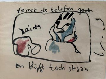 Herman Brood  Verrek de telefoon gaat  Stift Tekening op pap beschikbaar voor biedingen