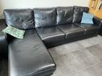 Lederen vierzit met longchair, Huis en Inrichting, Ophalen, Gebruikt, Leer
