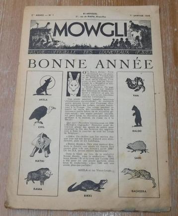 Mowgli 1 de 1949 avec 2 dessins Franquin FSC scout Spirou