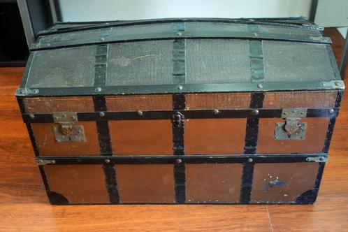 Oude antieke vintage reiskist – koffer- hutkoffer, Antiquités & Art, Curiosités & Brocante, Enlèvement