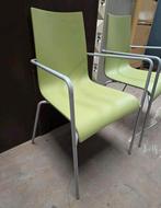 4 stevige stoelen met aluminium armleuning stapelbaar stoel, Ophalen of Verzenden, Gebruikt