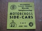 Sticker Motorcross Side-Cars Balenberg Tremelo-Betekom WK, Verzamelen, Ophalen of Verzenden, Nieuw, Sport
