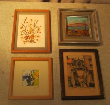 3 Mooie Schilderijen en 1 Gravure beschikbaar voor biedingen