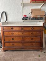 Houten ladekast met marmeren blad, Huis en Inrichting, Kasten | Ladekasten, Ophalen, Gebruikt