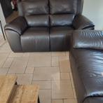 Lederen lounge, Huis en Inrichting, Zetels | Zetels, Ophalen, Gebruikt, Vierpersoons of meer, Leer