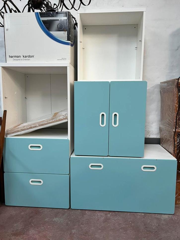 Meubles enfants ikea blanc/turquoise, Maison & Meubles, Armoires | Casiers, Utilisé, Enlèvement