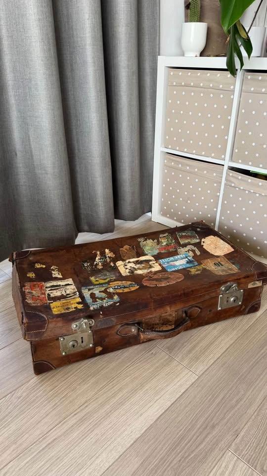 Valise ancienne en cuir /Vintage Leather travel case, Antiek en Kunst, Antiek | Overige Antiek, Ophalen