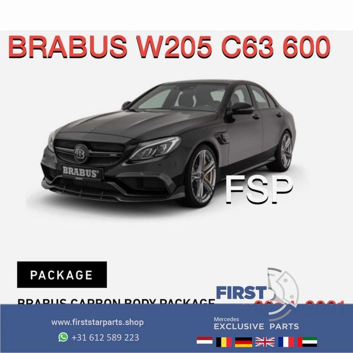 W205 C63 BRABUS 600 COMPLETE OMBOUW Mercedes C Klasse 63 AMG, Auto-onderdelen, Carrosserie, Bumper, Mercedes-Benz, Voor, Achter