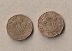UK : 2 x three pence (1943), Postzegels en Munten, Setje, Ophalen of Verzenden, Overige landen