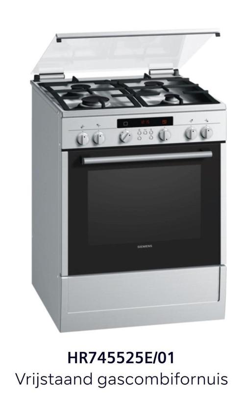 Siemens elektrische oven + gasfornuis HR745525E, Electroménager, Cuisinières, Utilisé, Autoportant, 4 zones de cuisson, 85 à 90 cm