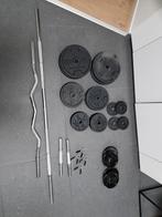 Krachttraining halterset, Sport en Fitness, Fitnessmaterialen, Ophalen, Zo goed als nieuw, Halterschijven