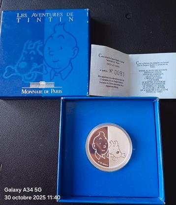 Zilveren munt van Kuifje - nr. 93/500   beschikbaar voor biedingen