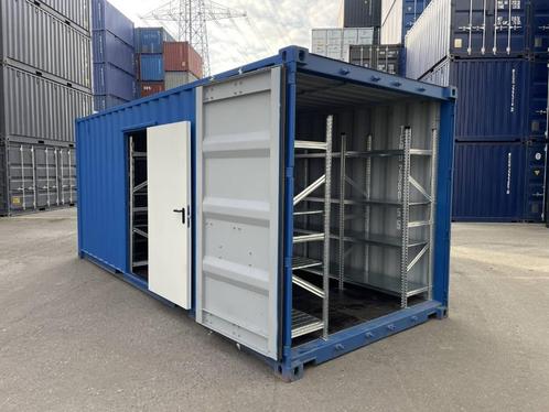 20ft opslagcontainer met planken, licht, deur, Zakelijke goederen, Stock en Retail | Partijen goederen, Overige categorie, Ophalen of Verzenden