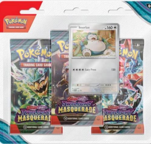 Pokémon Twilight Masquerade: 3-Pack Blister - Snorlax, Hobby en Vrije tijd, Verzamelkaartspellen | Pokémon, Nieuw, Booster, Ophalen of Verzenden