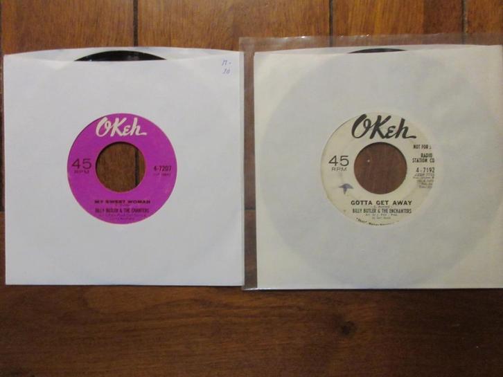 Set (4) van 2x 45t Billy Butler Popcorn Oldies Original Okeh, Cd's en Dvd's, Vinyl Singles, Gebruikt, Single, R&B en Soul, 7 inch