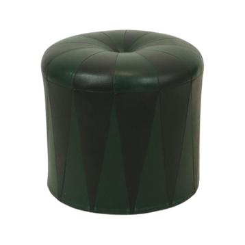Ronde Vintage Groene Zwarte Poef Tweekleurig Skai Sixties beschikbaar voor biedingen