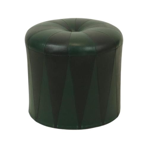 Ronde Vintage Groene Zwarte Poef Tweekleurig Skai Sixties, Huis en Inrichting, Zetels | Voetbanken en poefs, Gebruikt, Minder dan 50 cm