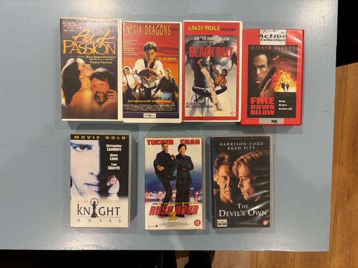VHS actie misdaad thriller videobanden 7 stuks gebruikt, Cd's en Dvd's, VHS | Film, Gebruikt, Actie en Avontuur, Vanaf 16 jaar