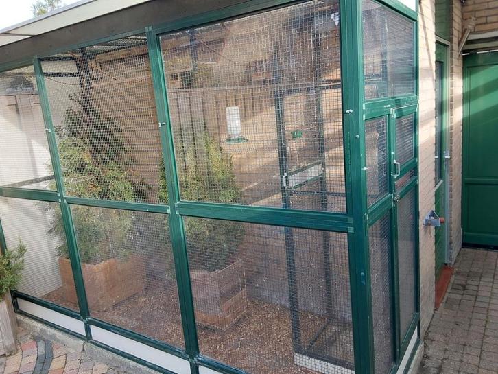 Volière met Voorzetramen, Dieren en Toebehoren, Vogels | Hokken en Kooien, Zo goed als nieuw, Volière, Aluminium, Ophalen