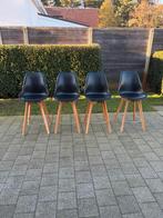 4 zwarte barkrukken, Avec repose-pieds, 4 tabourets, Comme neuf, Synthétique