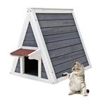 Kattenhuis hout | 50 x 50 x 54 cm | Wit/Grijs, Dieren en Toebehoren, Verzenden, Nieuw