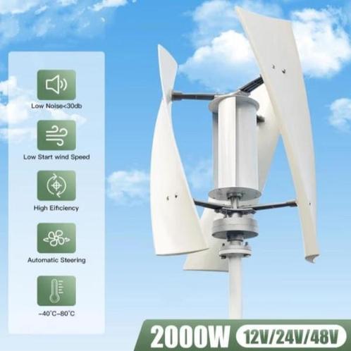 Verticale Windturbine 2000W - 24V / 220V + Aansluiting, Tuin en Terras, Windwijzers en Windmolens