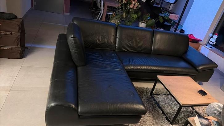 Lederen bankstel, Huis en Inrichting, Zetels | Complete zithoeken, Gebruikt, Leer, Ophalen