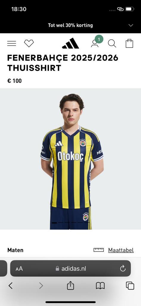 Fenerbache 2025/2026 thuisshirt, Sport en Fitness, Voetbal, Shirt, Verzenden
