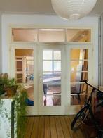 Mooie oude houten driedelige deur, Enlèvement, Utilisé, Verre, Porte intérieure