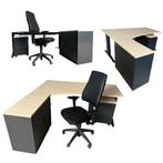 Hoekbureau TDS met Roldeurkast 180x180x80cm, Ophalen, In hoogte verstelbaar, Gebruikt, Bureau