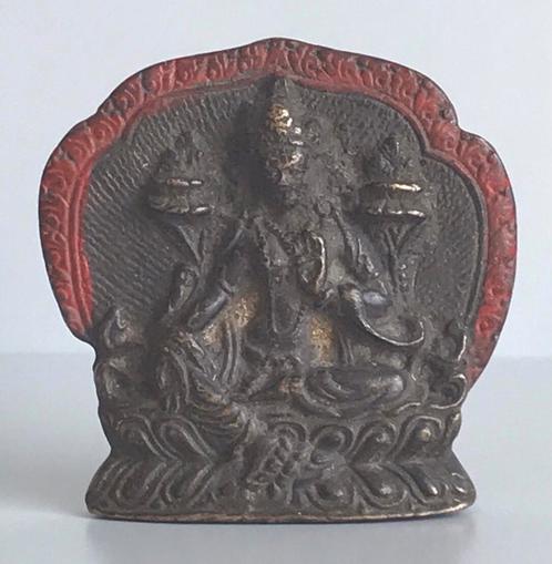 Tsa-Tsa - amulette votive - déesse Tara - Bhoutan, Antiquités & Art, Antiquités | Bronze & Cuivre, Bronze