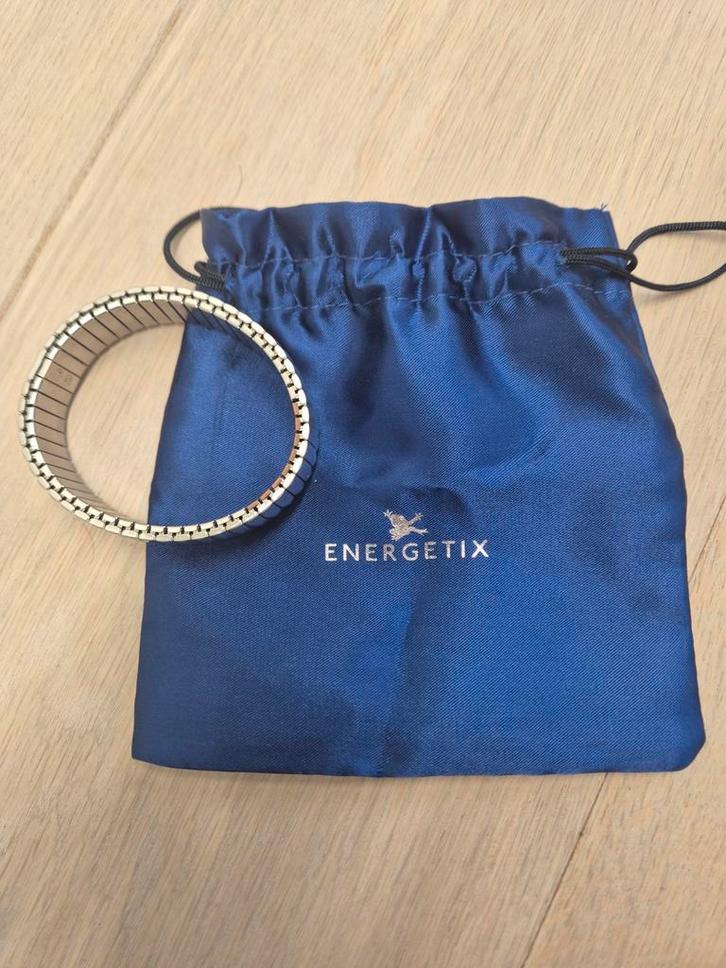 Flexible, zilverkleurige armband van Energetix, maat:L, Handtassen en Accessoires, Armbanden, Gebruikt, Staal, Zilver, Ophalen of Verzenden
